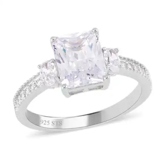 Lustro Stella Finest CZ Ring in Platinum over Sterling Silver.  NWT - Picture 3 of 8